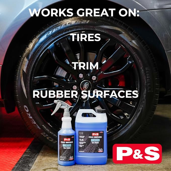 P & S Professional Detail Products Dressed Tire Finish - Water-Based, High-Gloss Tire Dressing for a Clean, Satin Shine - 1 Gallon