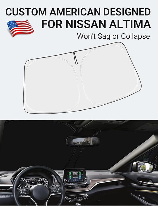 Proadsy Windshield Sun Shade for Nissan Altima 2019-2025 2026 4-Layer Foldable Front Sunshade Protector Sun Visor Blocks UV Rays Keep Car Cooler