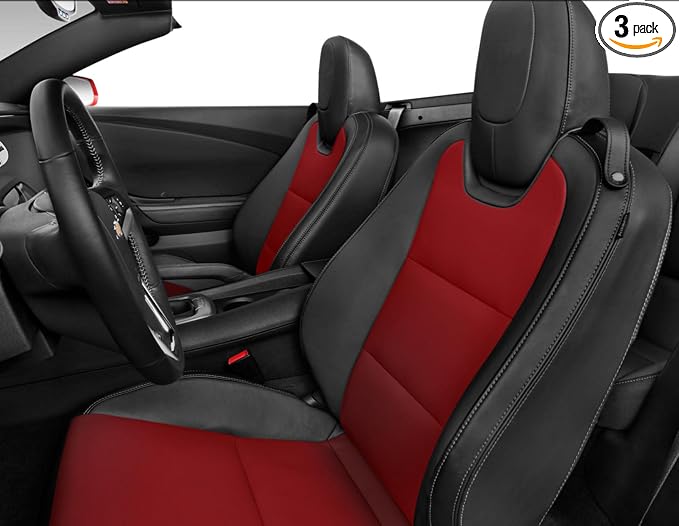 Seat Covers Custom Fit for Chevrolet Camaro 2010-2015 5th Gen Camaro LT LS SS Coupe/Convertible Models Faux Leather Seat Covers(Front)