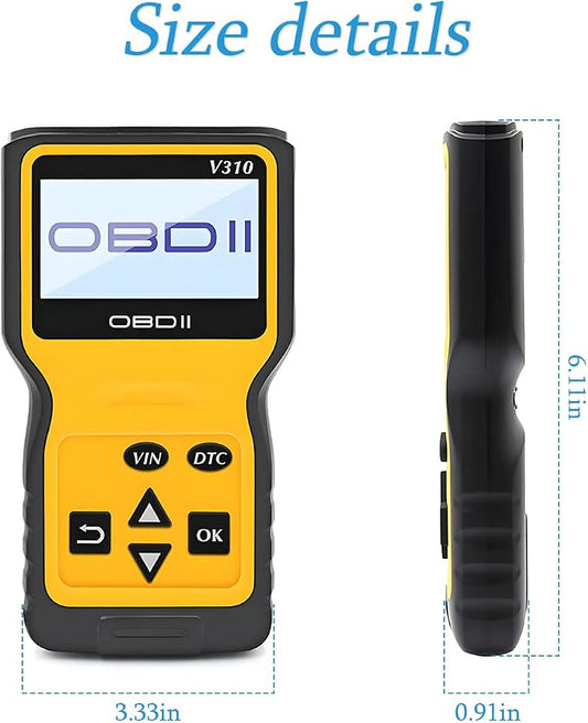 AUCELI OBD2 Scanner Code Reader for Car Check Engine, CAN Diagnostic Tool, Read and Erase Fault Codes, Probe for Emission Monitor Status, Universal for All OBD II Protocol After 1996(Yellow)