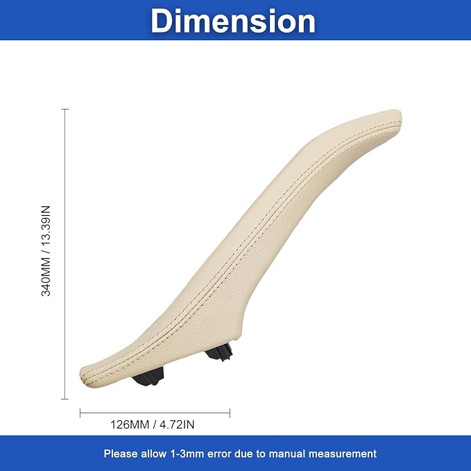 Leather Side Door Pull Handle Cover Compatible with BMW 5 Series F10/F11/F18 520 523 525 528 530 535 2010-2016, Left Passenger Inner Door Handle Assembly(Beige, Left)