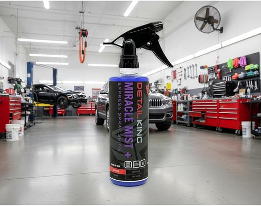 Detail King Miracle Mist+ Car Cleaning Spray Wax for Waterless Car Wash - Car Window Cleaner - Safe on all Surfaces - 16 Oz