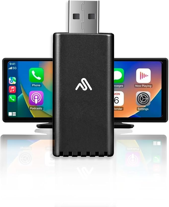 Wireless CarPlay Adapter - Fastest 5Ghz - AutoSky - Plug and Play - USB-C and USB-A Cables - Wired CarPlay Required