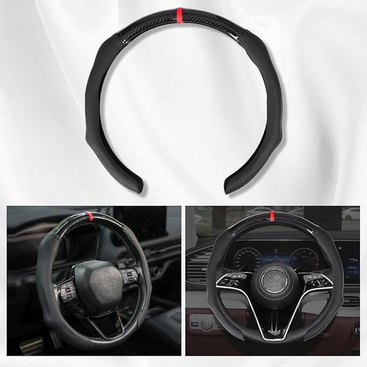 Car Steering Wheel Cover Napa Leather Non Slip Vehicle Steering Wheel Cover Protector, Quick Install Comfy Automotive Interior Decor, Universal fit 14½ to 15 inches Car Pickup SUV 14.5 to 15 inches