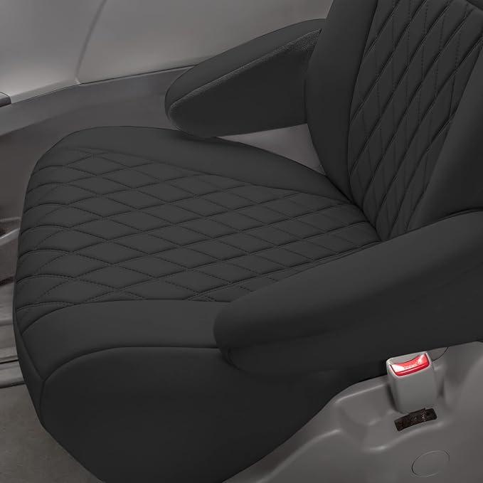 FH Group Custom Fit Car Seat Covers Specifically Made for 2011-2020 Toyota Sienna 7 Seater with Ultraflex Neoprene Water Resistant Automotive Seat Covers - 2nd Row Black