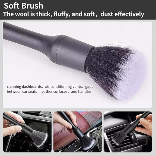 QioTceen Car Detailing Brush Set - 4-Piece Kit for Interior & Exterior Cleaning - Premium Car Wash Brush for Professional Results car Duster Interior