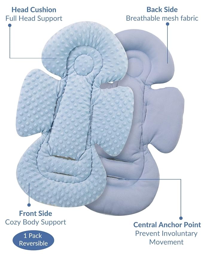 Generic Infant Insert Compatible with Mamaroo Swing & Graco Swing and Infant Car Seat, Newborn Insert Baby Head Body Support, Reversible Design, Breathable Soft Fabric, 1Pcs - Dots, Dark Blue