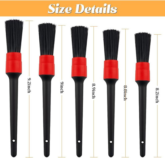 5PCS Car Detailing Brush Set, Ultra Soft Bristle No Scratch Vehicle Air Vent Dust Cleaning Brush, Automotive Interior Exterior Cleaner Tool Kit, Universal for Most Vehicles