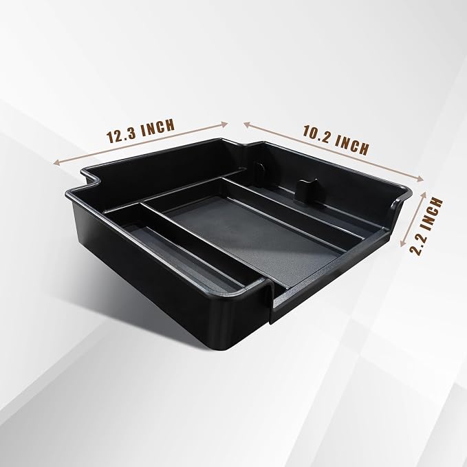 Muslogy for 2021-2026 Yukon Tahoe Suburban Center Console Tray Middle Organizer ABS Armrest Storage Box Compatible with GMC Yukon Tahoe Suburban 2021-2025 2026 Not for Sliding Console(Black)