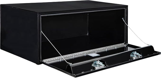 Buyers Products 1708310 Black Steel Underbody Truck Tool Box β 18 x 24 x 48 Inch - Truck Bed & Underbelly RV Storage Box, Locking T-Latch, Weather-Resistant, Heavy-Duty Flatbed Job Box, Made in USA