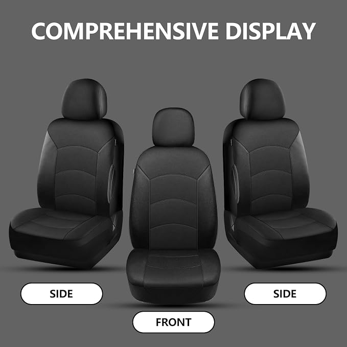 HChengkikz Car Seat Covers Front Seat, Waterproof Neoprene Seat Covers, Airbag Compatible, Universal Fit Most Sedans, SUVs, Trucks (Black)