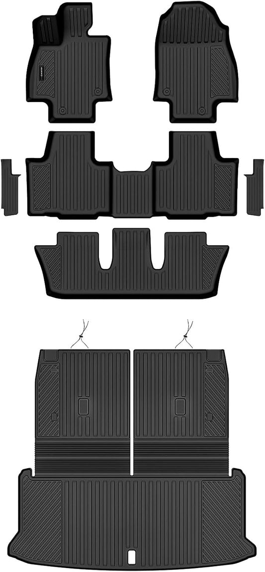 Auxko All Weather Floor Mats Cargo Mat with Backrest Mat Rear Door Sill Protector for Lexus TX350 TX350h TX350h+ 2026 2025 2024 6-Seater TPE Liners All Season Accessories