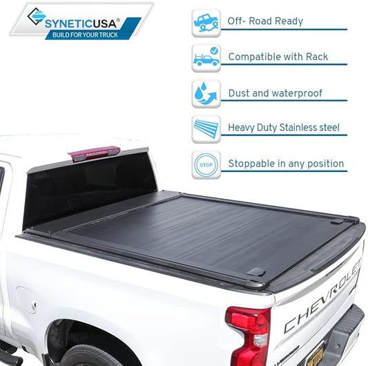 Syneticusa MR Retractable Truck Bed Cover for Ford F-250 F-350 Super Duty 2008–2026 | 6’10” Bed | Aluminum Hard Tonneau Cover | One-Person Installable, Easy Installation | Waterproof, Low-Profile