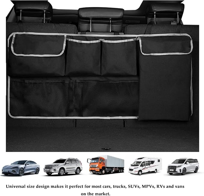 IHOTDER Large Capacity Car Trunk Organizer,Six Pockets Trunk Storage Organizer with Adjustable Straps,Wear-Resistant Oxford Fabric Hanging Trunk Organizer for Car Truck SUV