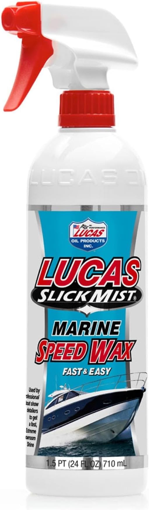 Lucas Oil Slick Mist® Marine Speed Wax, Fast & Easy Spray Polish, Polymer Gloss Intensifier, 24 oz