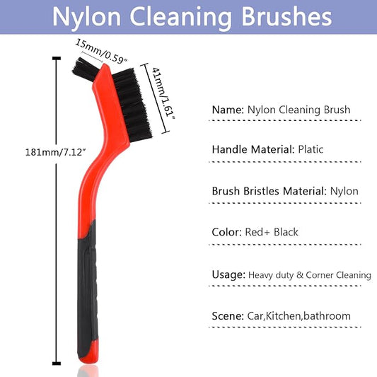 Nylon Cleaning Brushes with Ergonomic Handle for Tight Spaces, Auto Detailing Brush Set for Cleaning Dust in Holes(3 Pack)