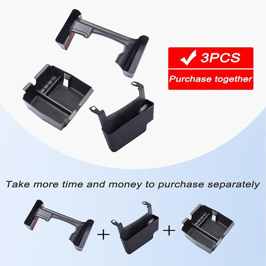 3PCS Center Console Organizer Tray Box Compatible with 2018-2025 Wrangler and 2020-2023 2024 2025 Gladiator Gear Shift Organizer Armrest Accessories Hanging Box๏ผNot for JK/JKU๏ผ