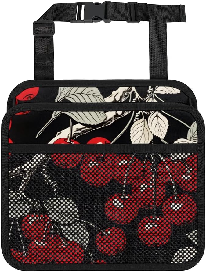Car Backseat Organizer, PU Leather Back of Seat Cars Hanging Organizer with Pockets Leakproof Car Garbage Bag Hanging Cars Seat Storage Box Travel Accessories Foldable (Cherry Black)