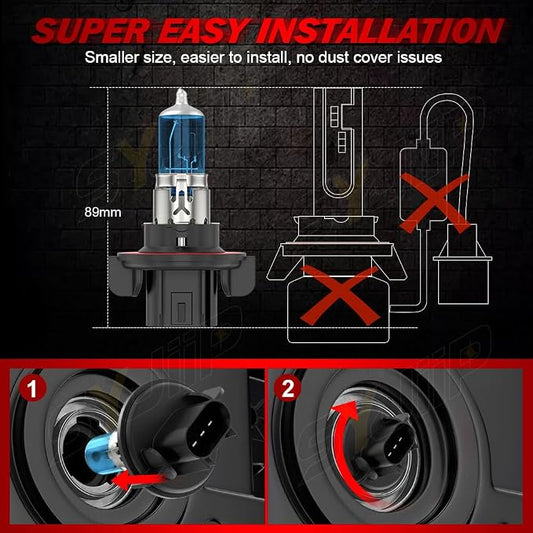 Headlight Bulbs Compatible for Dodge Dakota Headlights 2005 2006 2007 2008 2009, H13 9008 High Low Beam Halogen Headlamp Combo 9145 Fog Light, 6000K Bright White, Pack of 4