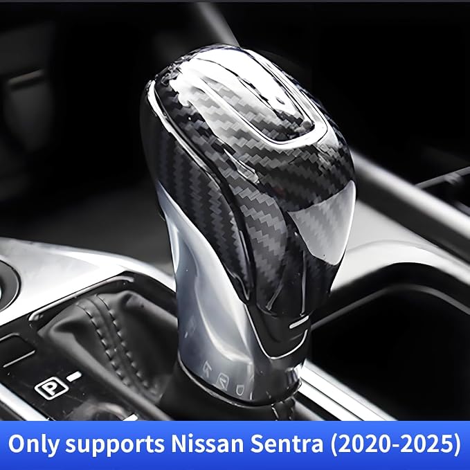 Car Center Console Gear Shift Knob Trim Cover for Nissan Sentra 2020 2021 2022 2023 2024 2025 Auto Interior Accessories Central Control Shifters Protection Decor Panel Carbon Fiber Style Kit
