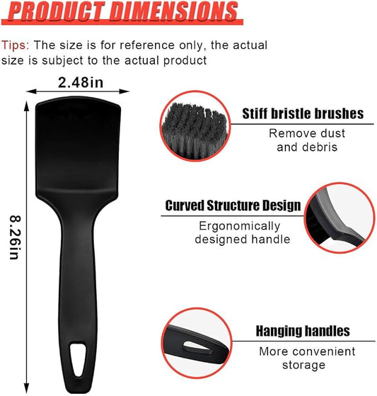 ZIMISI 8.3×2.5 Inch Car Wash Brush, Soft Bristle Short Handle Carpet Cleaning Brush, Scrub Brush for Floor Mats, Tires, Automotive Wheel Bushes for Vehicle Interior & Home (Black)