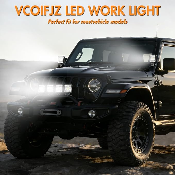 LED Off Road Lights, 4 Inch 123W LED Work Lights, 12V 24V 10000lm LED Tractor Lights for Truck Car Motorcycle Boat RV SUV UTV ATV Snowplow (20PCS)