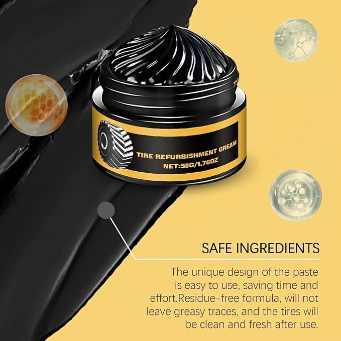 Tire Polishing Coating Paste with Sponge, Powerful Wheel Tyre Nourish Cream | Tire Shine Paste for Deep Black Gloss, Interior Exterior Renovation, Powerful Tire Polish Wax for Car Owners