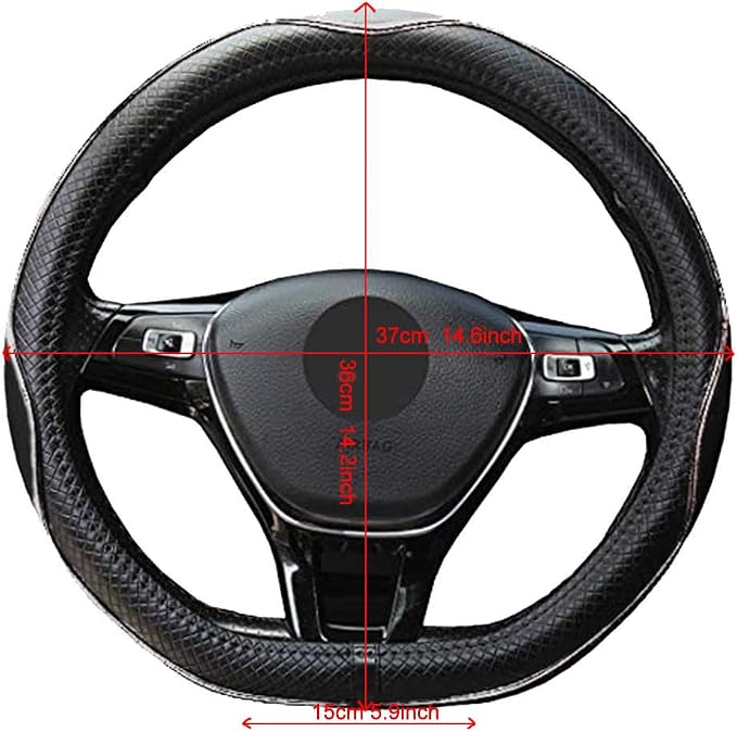 Mayco Bell Flat Bottom Steering Wheel Cover Anti-Slip,Safety,Soft,Breathable,Durable,Full Surround,Comfortable Grip Microfiber Leather (D Shape, Black White)