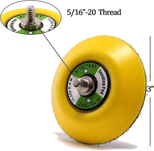 5Pcs 3-Inch Dual Action Backing Plate, 5/16"-24 Thread | 15,000 RPM