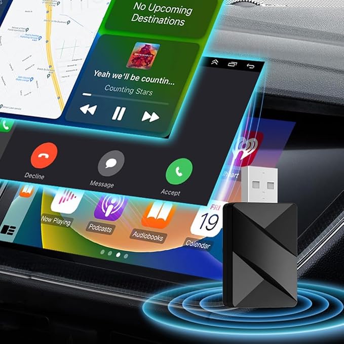 Wireless CarPlay Adapter for Genesis GV80 2021-2025, 2-in-1 Car Play Dongle 5.8GHz Wired to Wireless Plug and Play No Delay Fast Auto-Connect
