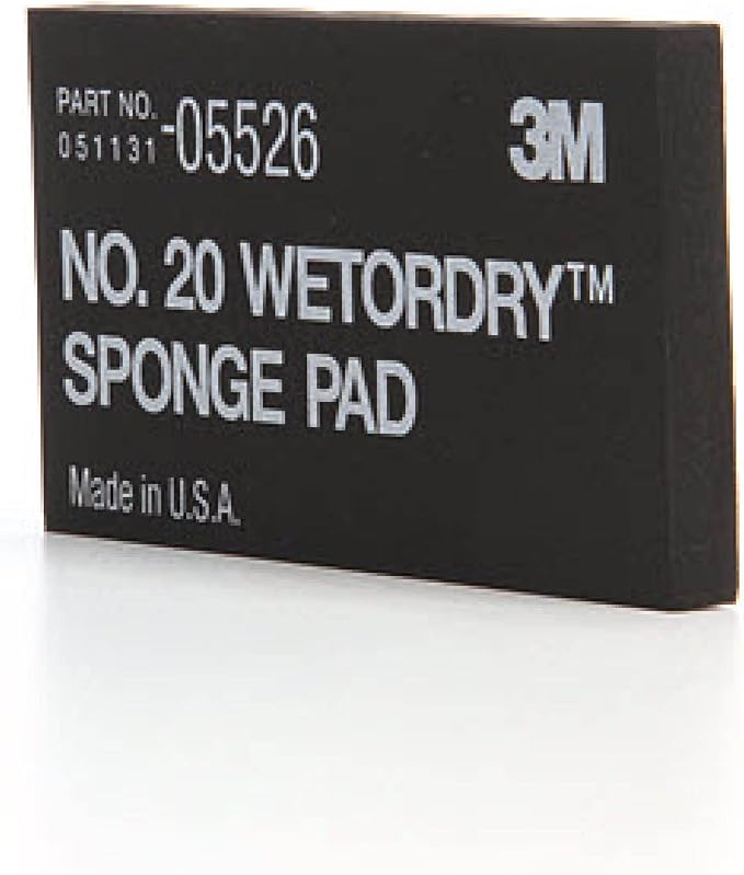 3M Wetordry Sponge Pad 20, 05526, 5-1/2 in x 2-3/4 in x 3/8 in, 5 Pack, Flexible, Long Lasting