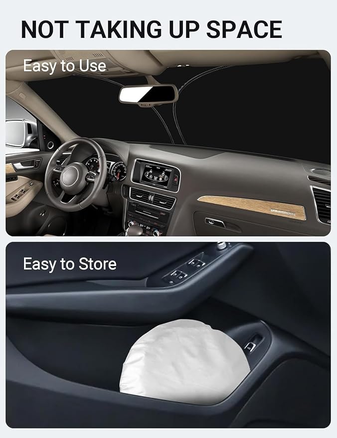 Proadsy 2026 Upgrade Front Windshield Sun Shade Foldable Sunshade Protector Custom Fit 2010-2017 Audi Q5 SQ5 Premium Premium Plus Prestige Crossover SUV Accessories