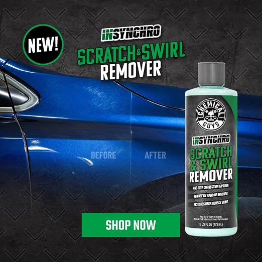 Chemical Guys Insynchro Scratch & Swirl Remover - One Step Compound & Polish for Paint Correction - Removes Fine Scratches, Swirls & Oxidation from Cars, Trucks, SUVs, Motorcycles & More, 16 oz