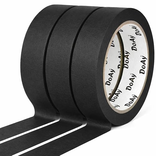 3 Pack Black Painters Tape - Masking Tape 1 Inch Wide - Multi-Surface, Smart Adhesion, Indoor & Outdoor - 270FT Total - Paint Tape for DIY, Labeling, Art, Car, General Purpose (#3910)