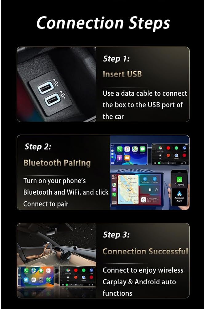 Wireless Carplay Adapter for Ford Taurus 2017 2018 2019, 2 in 1 Plug and Play Android Auto and Carplay Adapter Convert Wired to Wireless CarPlay,B SilverStyle