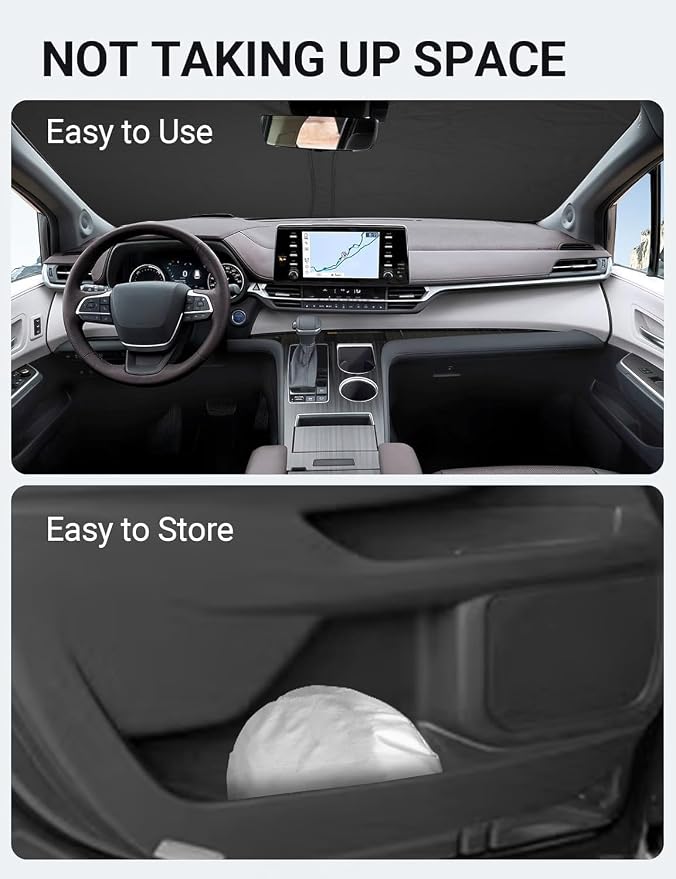 Proadsy Windshield Sun Shade for Sienna Mini Van 2021-2025 2026 4-Layer Foldable Front Sunshade Protector Sun Visor Blocks UV Rays Keep Car Cooler
