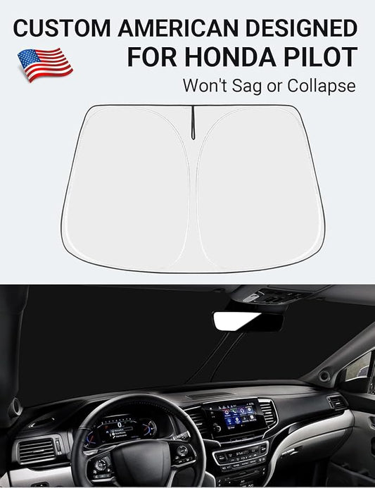Proadsy 2026 Upgrade Front Windshield Sun Shade Foldable Sunshade Protector Custom Fit 2016-2025 2026 Pilot EX-L Special Edition Elite Black Edition Touring Accessories