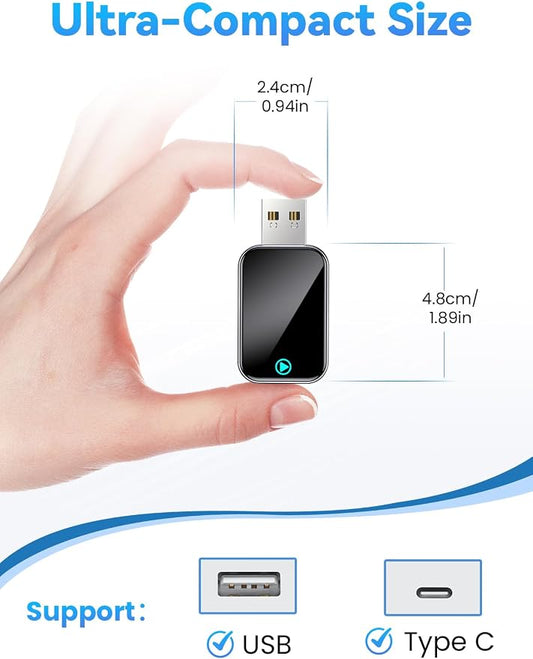 GATGOODS S2 Wireless CarPlay Adapter for iPhone, Convert Wired to Wireless, Mini USB/Type-C Design for Cars with Built-in Wired CarPlay, Plug and Play, Stable Connection, No Latency for iOS 10+