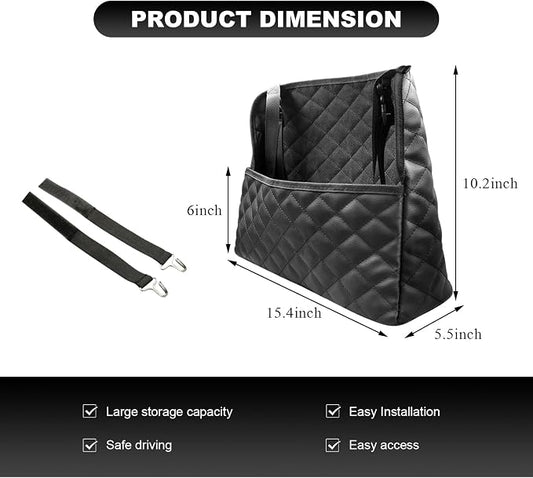 Car Net Pocket Handbag Holder, Large Capacity Automotive Purse Holder Organizer Between Two Seats, Leather Seat Storage Holders Barrier of Backseat Pet Kids, Car Accessories