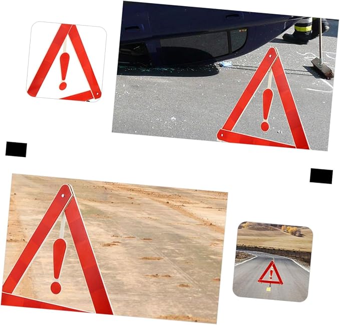 4Pcs Car Safety Triangle Kit Road Warning Signs for Situations Easy to Install Resistant to Wind and Wear for Vehicle Maintenance and Roadside Assistance