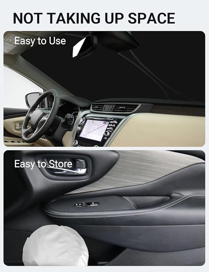 Proadsy 2026 Upgrade Front Windshield Sun Shade Foldable Sunshade Protector Sun Visor Custom Fit for 2015-2024 Nissan Murano S SV SL Platinum SUV Accessories