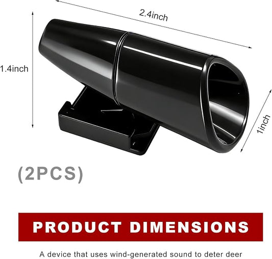 2 PCS Car Deer Whistles, Wind Activated Save Deer Whistle with Double-Sided Tape, Waterproof Car Warning Device Horn Sensor Helps Reduce Accidents and Alert Animals (Black)