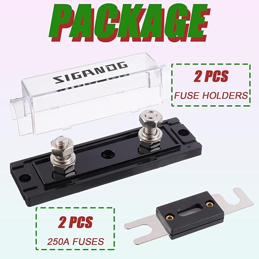 250 Amp ANL Fuse Holder 0/2/4 Gauge Fuse Block with 250A ANL Fuses for Car Audio Truck DIY (2 Pack)