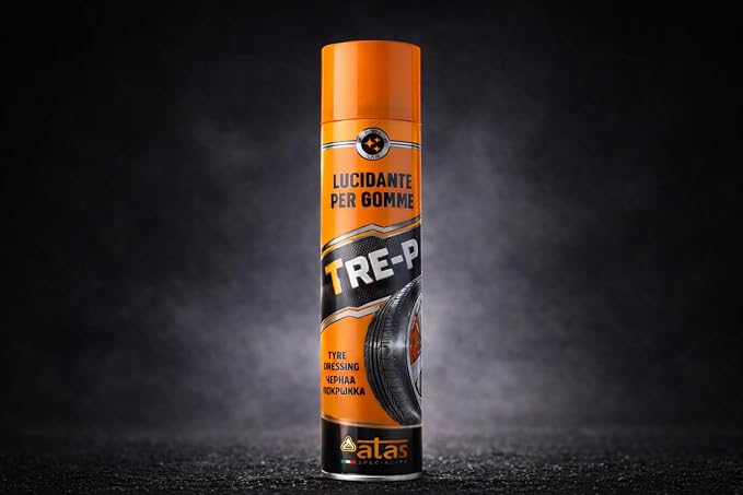 ATAS Italian Tire Shine Spray – Long-Lasting Shine, Deep Black Gloss, Professional Tire Dressing, 13.5 fl oz,3-in-1 Revive, Protect & Polish Cleaner