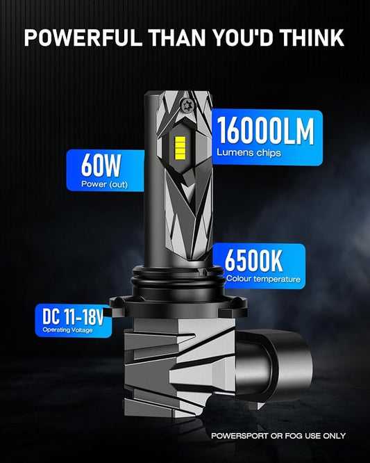 NOVSIGHT H10/9140/9145 Fog LED Bulbs - 400% Super Brighter 6500K Cool White, Fanless Light, 1:1 Size Design, 50000+ Lifespan, Plug and Play, Pack of 2