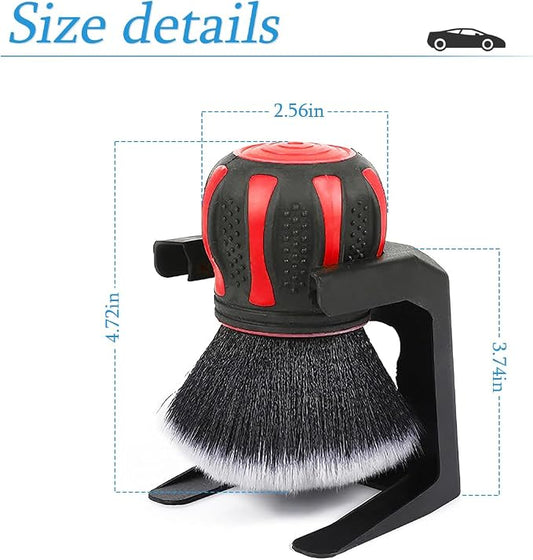 AUCELI Car Detailing Brush, Ultra Soft Auto Interior Dusting Brush with Storage Rack, Car XL Synthetic Brush Cleaning Tool, Universal Covers Large Area Inside or Outside Vehicles (Red/Style B)