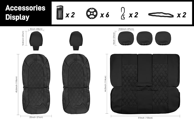 CAROMOP Luxury PU Leather Car Seat Covers Front Set - Anti-Stain Waterproof Automotive Seat Covers for Cars - Universal Car Interior Covers Seat Protectors for SUVs Pick-up Trucks(Black)