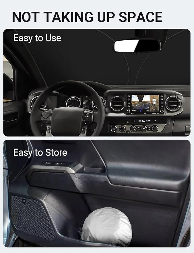 Proadsy 2026 Upgrade Front Windshield Sun Shade Foldable Sunshade Protector Custom Fit 2016-2023 Tacoma 2Dr 4Dr Off-Road, Limited, TRD Pro Pickup Accessories