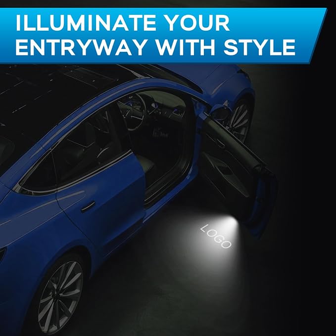 Avsty Puddle Lights for Tesla Model Y 3 X S, Upgraded No Fade Tesla Door Logo Lights (2 Pack)