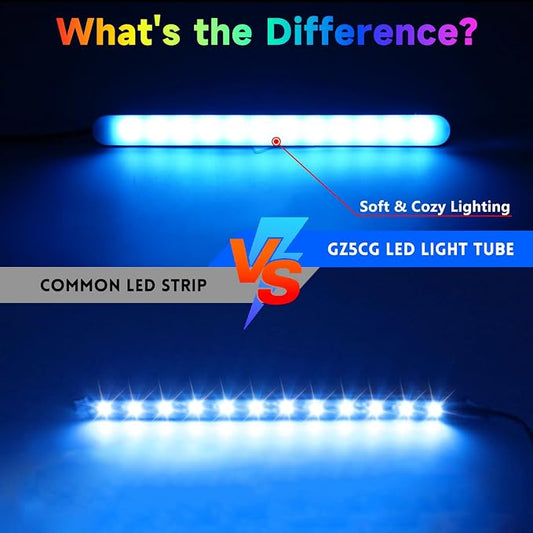 Car Led Light Interior 6 Inch 48LEDs Soft Lighting Frosted Under Dash Foot Well Light RGB, 29 Modes Static/Gradient/Strobe/Music, with Controller App Timer, USB 5V